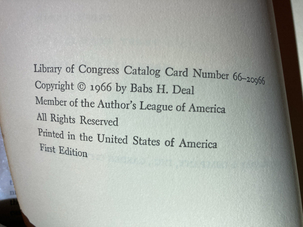 Babs H. Deal Fancy's Knell First Edition Hardcover 1966 Dust Jacket Ex-Lib